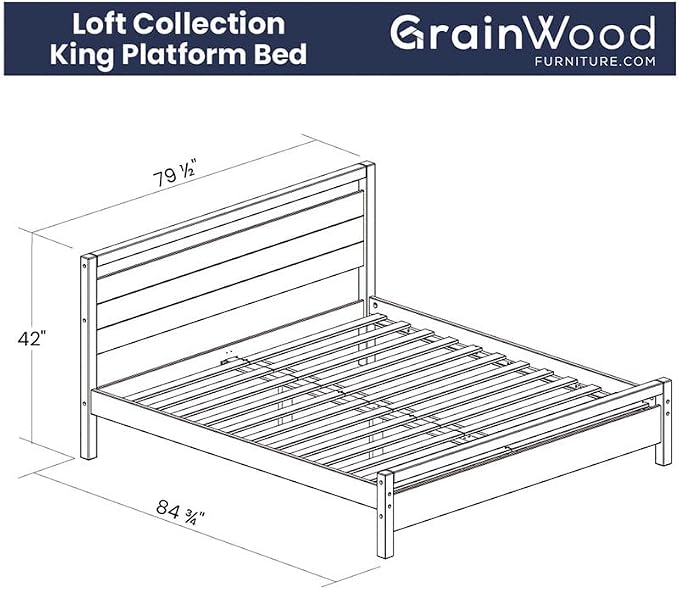 Grain Wood Furniture Loft King Size Solid Wood Bed - Image 2