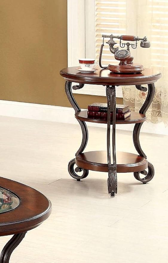 Dawn Traditional Style Brown Cherry Side Table - Image 8
