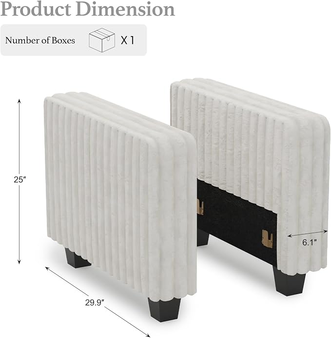 Belffin Plush Corduroy Modular Sectional Sofa Armrest Part Module - Image 3