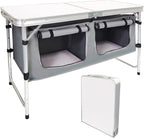 Folding Camping Table with Storage Aluminum Lightweight Camp Table Height by HYMnature