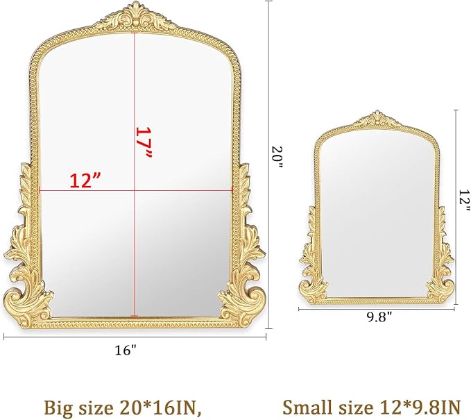 Vintage Small Arched Mirror, 17 * 12in Wall Mounted Vanity Mirror - Image 3