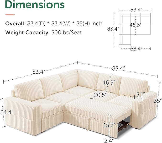 HONBAY Modular Sectional Sleeper Sofa - Image 2