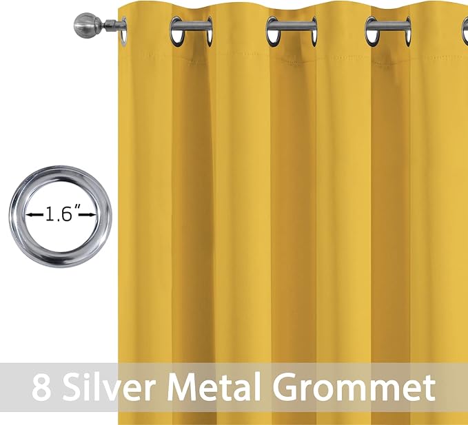 Yakamok Room Darkening Curtains 52x45 inch Long Mustard Yellow-Living Room | 2 - Image 2