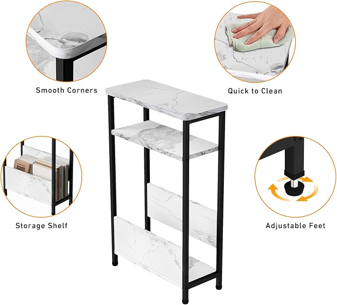 THUMEYE 7.1" Narrow Side Table for Small Spaces, 3 Tier Small End Table - Image 4