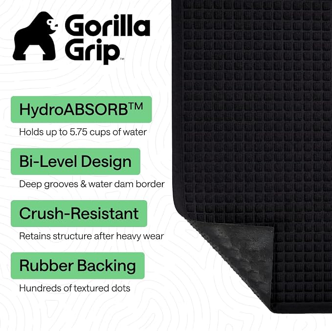 GORILLA GRIP® Ultra Absorbent Front Door Mat Outside Entrance 35x23, Traps Dirt - Image 2