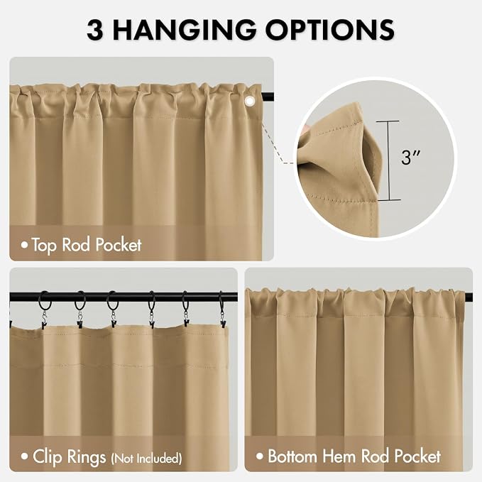 MIULEE Dark Beige Blackout Curtains 4 Panels Set 72 Inch Length Bedroom | - Image 6
