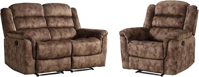 EBELLO 2 Pieces Loveseat Reclining Couch Furniture Set, Soft Fabric Manual - Image 8