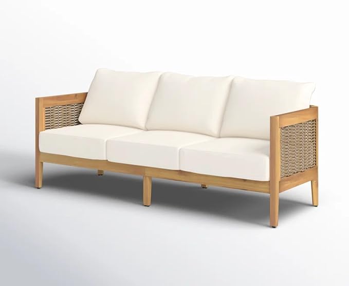 Merax 5-Piece Outdoor Acacia Wood Wicker Conversation Set - Image 5