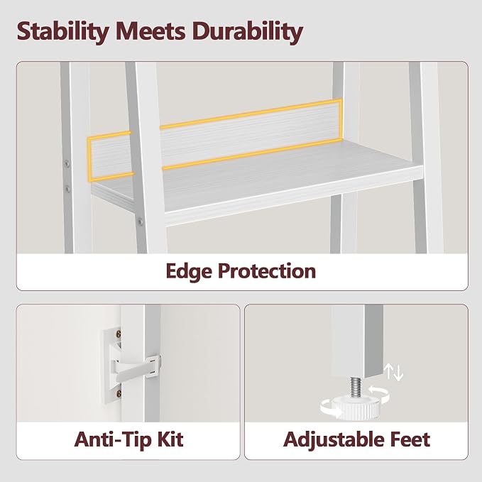 Furologee 6 Tier Ladder Shelf, Ladder Bookshelf - Image 4