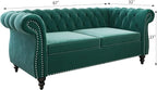 Chesterfield Loveseat Sofa, Modern Velvet Small Sofa Couch 2 Seater - Image 2