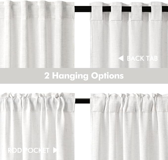 MIULEE Bleached Linen Kitchen Curtain 30 Inches Length 2 Panels Farmhouse | - Image 5