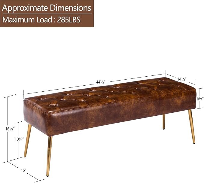 DUHOME Button-Tufted Ottoman Bench, Upholstered Bedroom Benches - Image 3