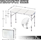 Yriuat Folding Camping Table 3ft Portable Picnic Table Adjustable Height Small - Image 3