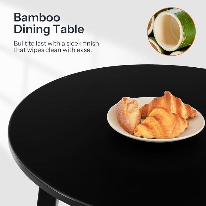 HOOBRO Bamboo Dining Table, Round Dining Table - Image 8