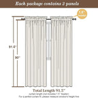 Chyhomenyc Cream Sheer Curtains 90 Inches Long 2 Panels, Light Filtering Cream - Image 5