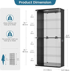 71" Tall Display Cabinet with Glass Doors, Rounded Curio Cabinet with Motion - Image 2