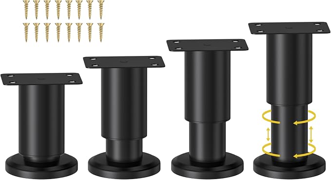 Wlrrcwdttc 4 Pcs Metal Adjustable Furniture Legs 3.15-4.72 inch, Adjustable by Wlrrcwdttc