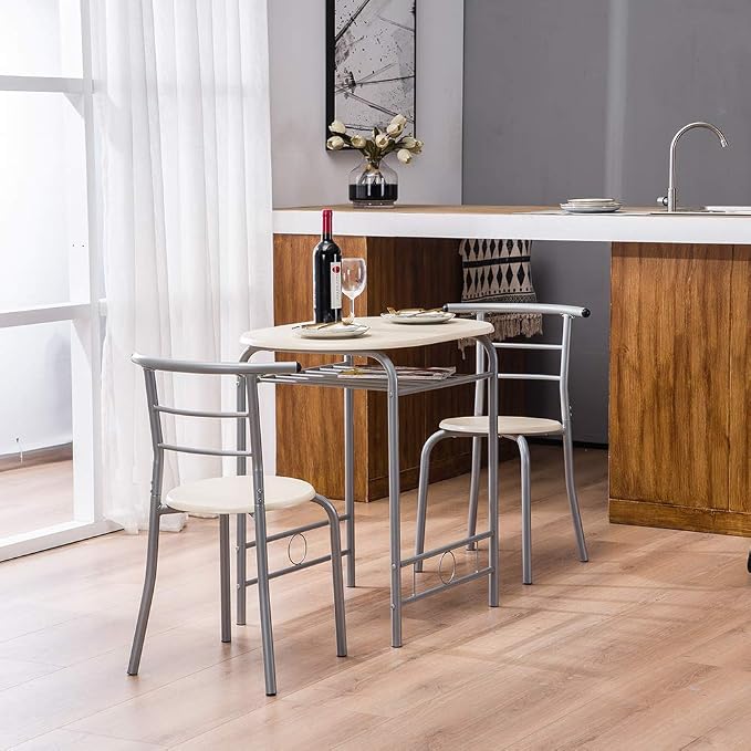 VINGLI 3 Piece Dining Set, Small Kitchen Table Set - Image 4