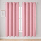 Pink Thermal Blackout Curtains/52 x 72 Inch/Set of 2 Panels Room Darkening by Lemomo