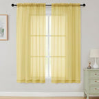 Sheer Curtains 63 Inch Length 2 Panels Set by WelvetBLK