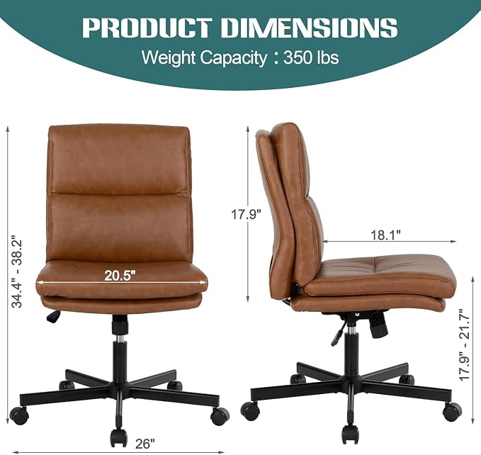 LUCKWIND Armless Office Desk Chair - Image 2