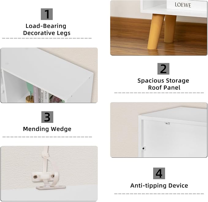 YAHARBO 8 Cube White Bookshelf, 3 Tier Book Shelf - Image 6