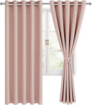 Blackout Curtains for Bedroom, 60 x 63 Inches Length Blush 2 Panels | Thermal by Hiasan