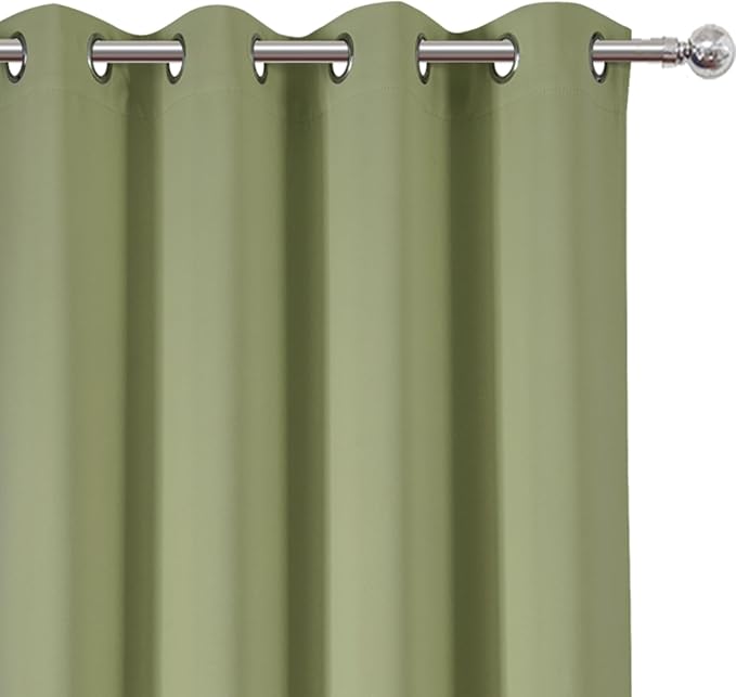 Blackout Curtains 66 x 72 Inch Long Sage Green Curtains Set of 2 Panels Room - Image 6