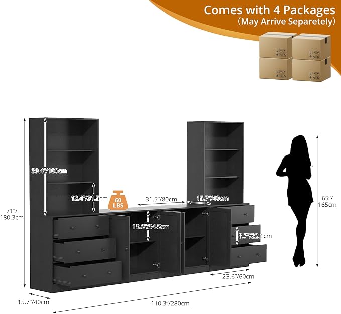 TUSY 71" Large TV Stand Set - Image 2