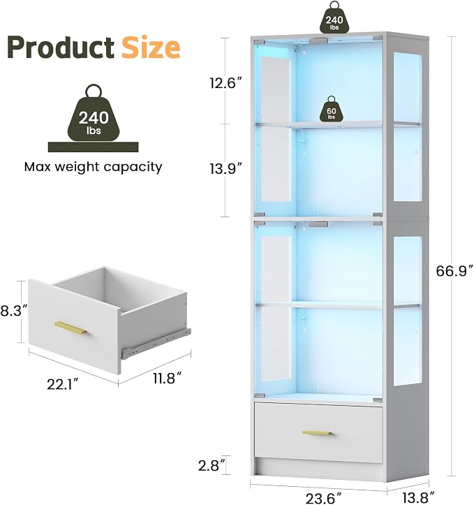 Lamtor Display Cabinet with Glass Doors - Image 2