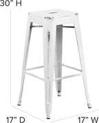 Flash Furniture Kai Commercial Grade 4 Pack 30" High Backless Distressed White - Image 3