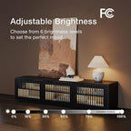 POVISON Fully-Assembled Mid Century Modern Wood Slatted TV Stand - Image 8