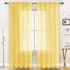 SpaceDresser Basic Rod Pocket Sheer Voile Window Curtain Panels Yellow 1 Pair 2 by SpaceDresser