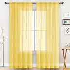 SpaceDresser Basic Rod Pocket Sheer Voile Window Curtain Panels Yellow 1 Pair 2 by SpaceDresser