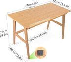 Nnewvante Writing Computer Desk 46" Bamboo Home Office Table - Image 2