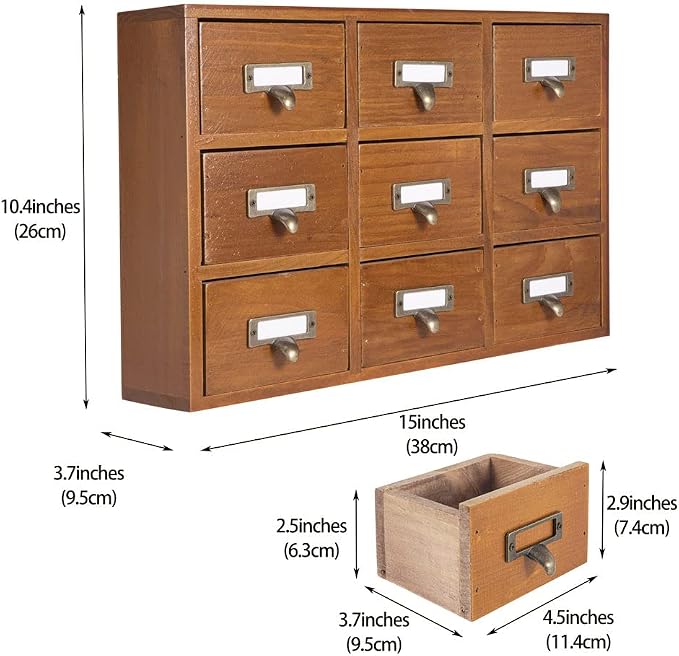 9 Drawers Library Card Catalog Cabinet - Image 3