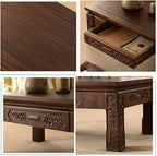Japanese Style Coffee Table W/Drawers Wooden Tatami Tea Table Living Room - Image 4