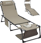 KingCamp Lounge Chair with face Hole & Canopy Shade, 400LBS Folding Portable by KingCamp