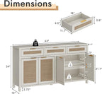 HOKYHOKY Rattan Sideboard Buffet Cabinet, Boho Storage Cabinet - Image 3