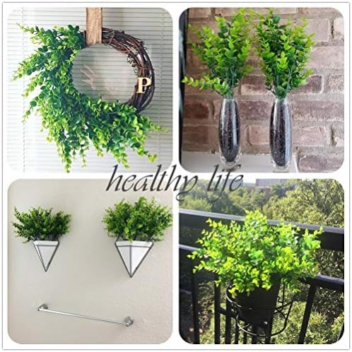 CATTREE Artificial Shrubs Bushes, Plastic Eucalyptus Leaves Fake Green Plants Wedding Indoor Outdoor Home Garden Verandah Kitchen Office Table Centerpieces Arrangements Christmas Decoration 6 pcs - Image 2