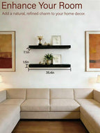Solid Wood Floating Shelves, 35.4in Finished Real Wood Wall Shelves - Image 4