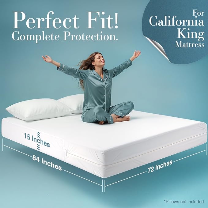 Utopia Bedding Mattress Protector Zippered California King Size, 100% - Image 2