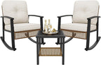 Aoxun 3-Piece Outdoor Rocking Bistro Set, Patio Furniture Set - Image 9