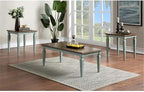 BOWERY HILL Transitional Wood 3-Piece Coffee Table Set, Antique Blue and Oak - Image 2