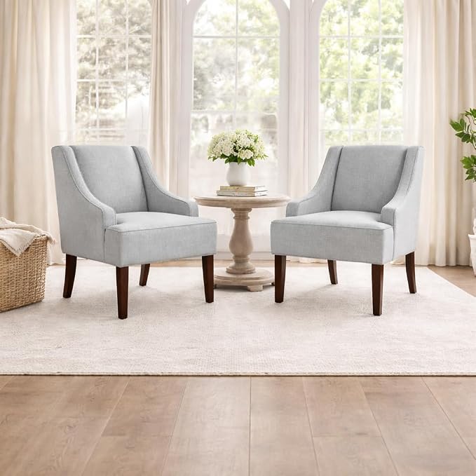 HomePop Swoop Arm Living-Room-Chairs, Soft Dove Gray - Image 2