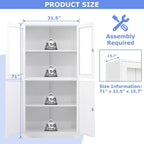 4 Door Display Cabinet with Adjustable Shelves, Locking Steel Storage Caninet - Image 3