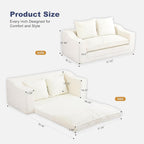 61" Convertible Sofa Bed Loveseat, Memory Foam Boneless Floor Couch - Image 3