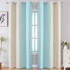 Aqua and Beige Ombre Blackout Curtains - Image 2