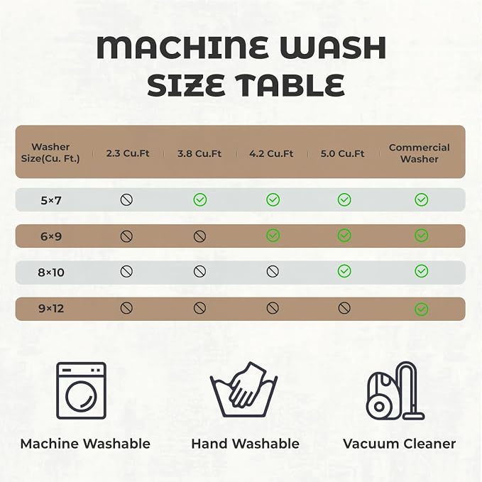 Washable Rugs 8x10 Area Rugs for Living Room, Dining Room, Nursery | No Creases - Image 8