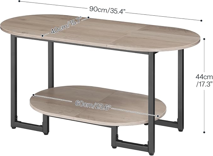 HOOBRO Coffee Table for Living Room, Oval Small Coffee Table - Image 2